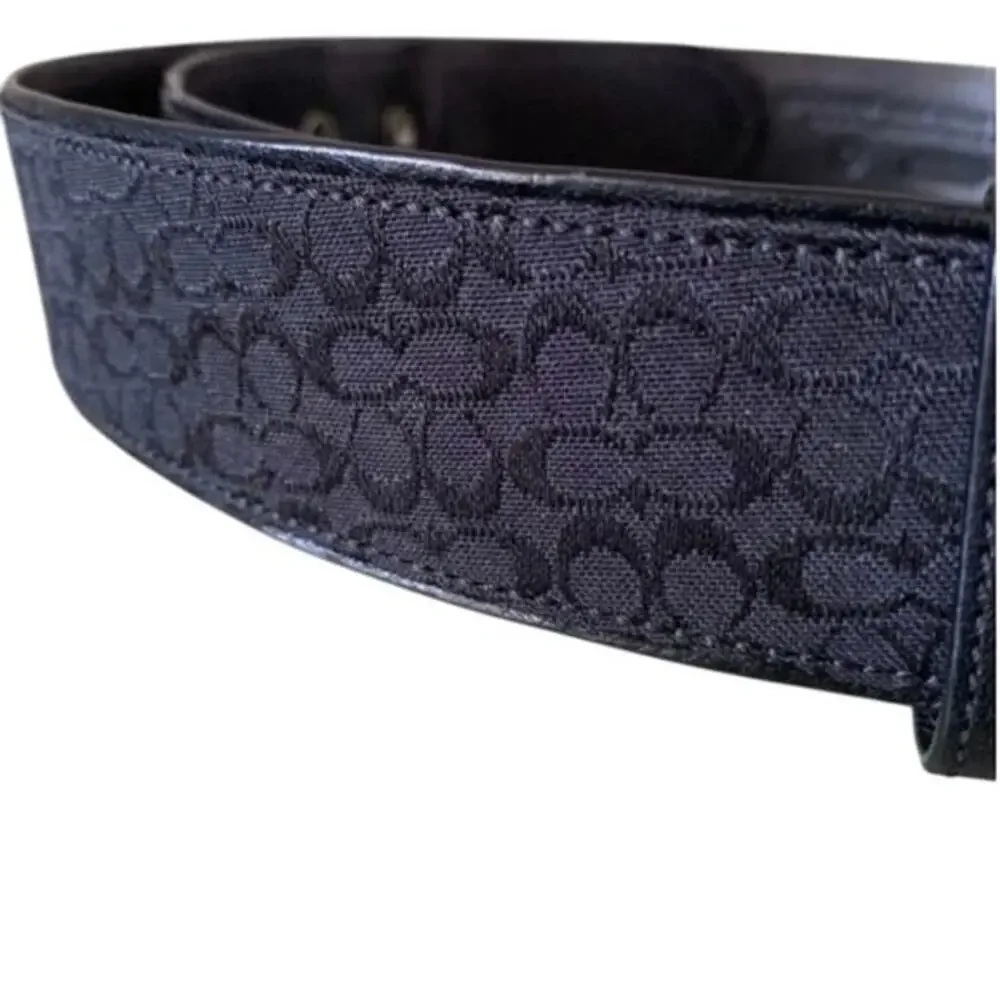 Coach belt women's small all over‎ logo fabric NWT black harness